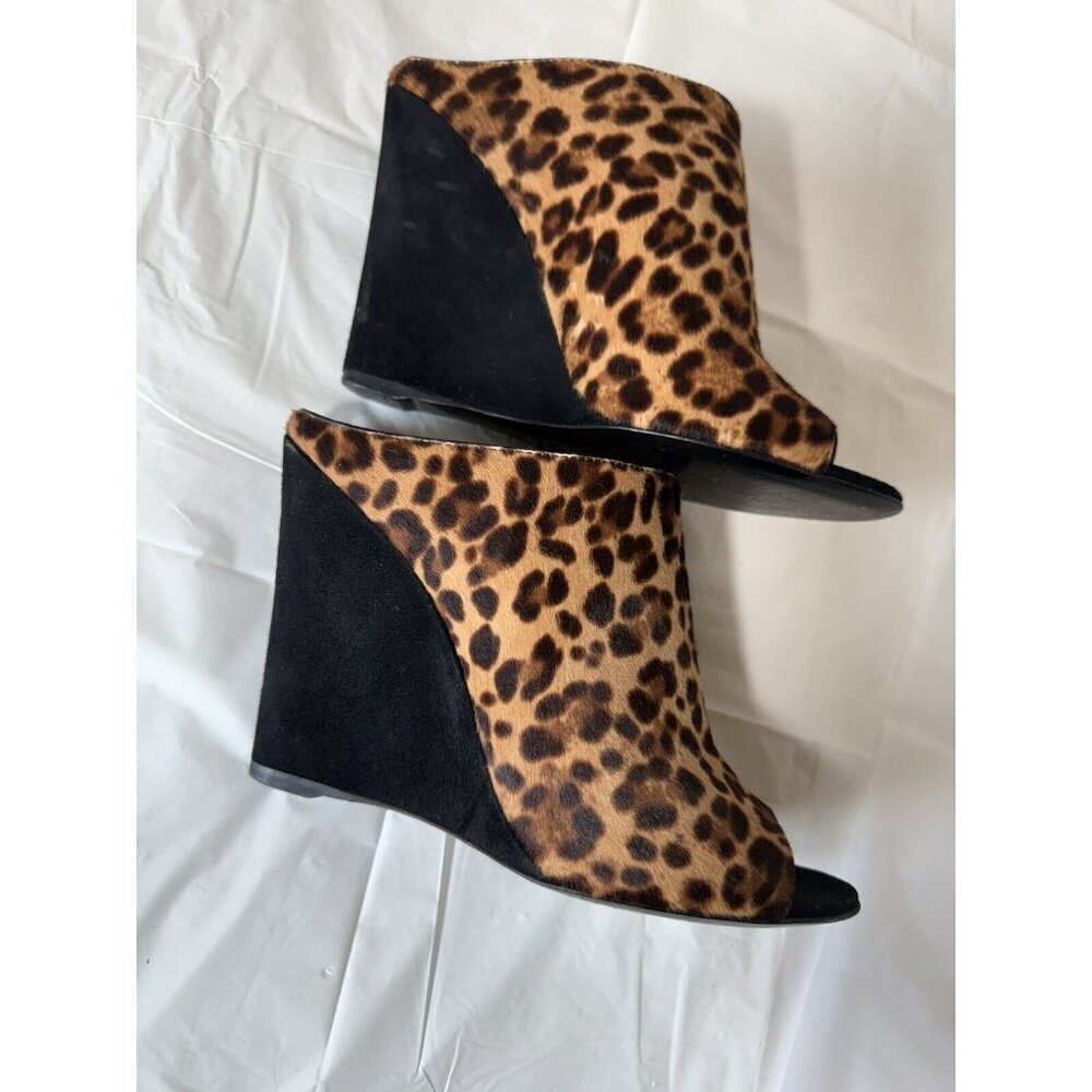 PRADA St Leopardo Miele Moro Leopard Calf Hair Wedge Slides - Picture 13 of 16